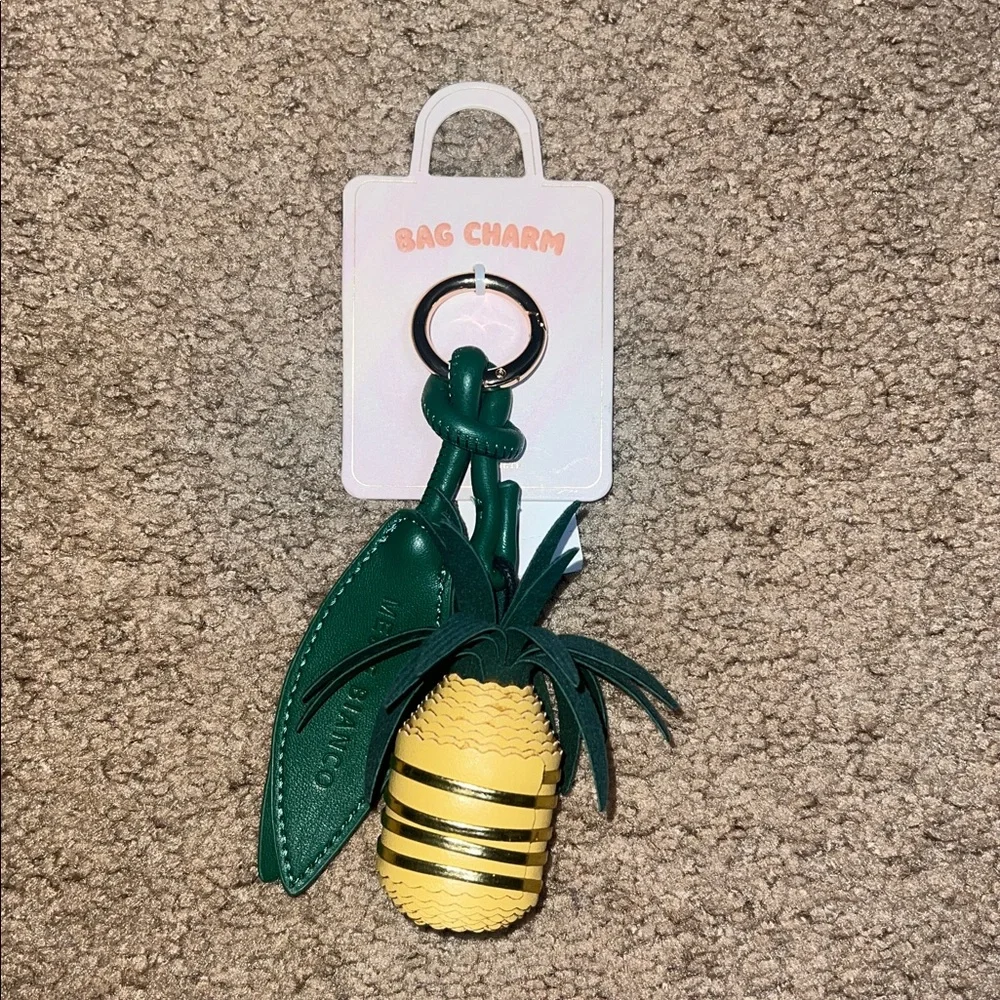 Anthropologie‎ Melie Bianco Pineapple Fruit Bag Charm Key Holder Keychain
